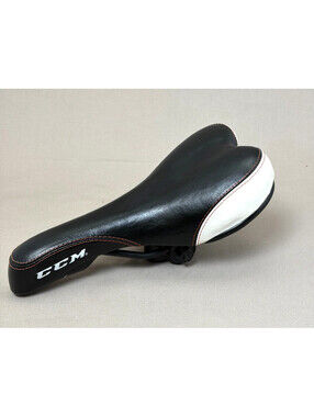 CCM Bicycle Saddle Seat Black White Red Stitch Comfort Mountain Cruiser Bike